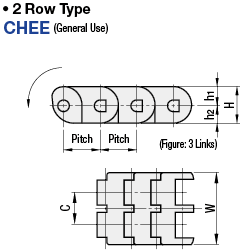 Engineering Plastic Block Chains, 2 RowType: