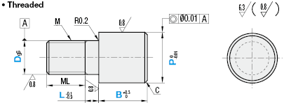 Locating Pins - Hardened Stainless Steel Large Head - Flat End: