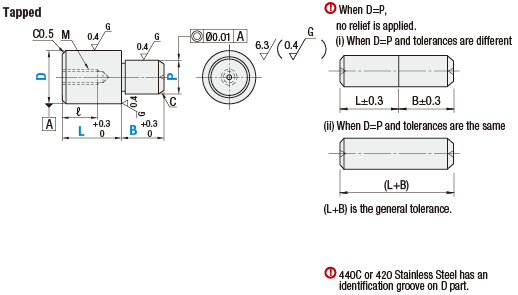Locating Pins - Small Flat Head, Standard, P/L/B Configurable, D/P Tolerance:Related Image