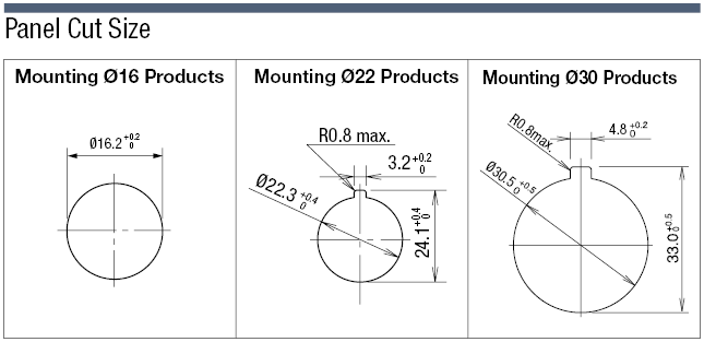 Selector Switch Mounting Hole φ16, φ22, φ30:Related Image