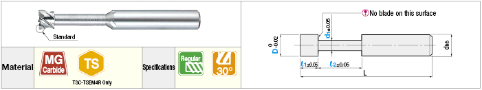 Carbide Blade Neck Relief End Mill, 4-Flute / Regular Model:Related Image