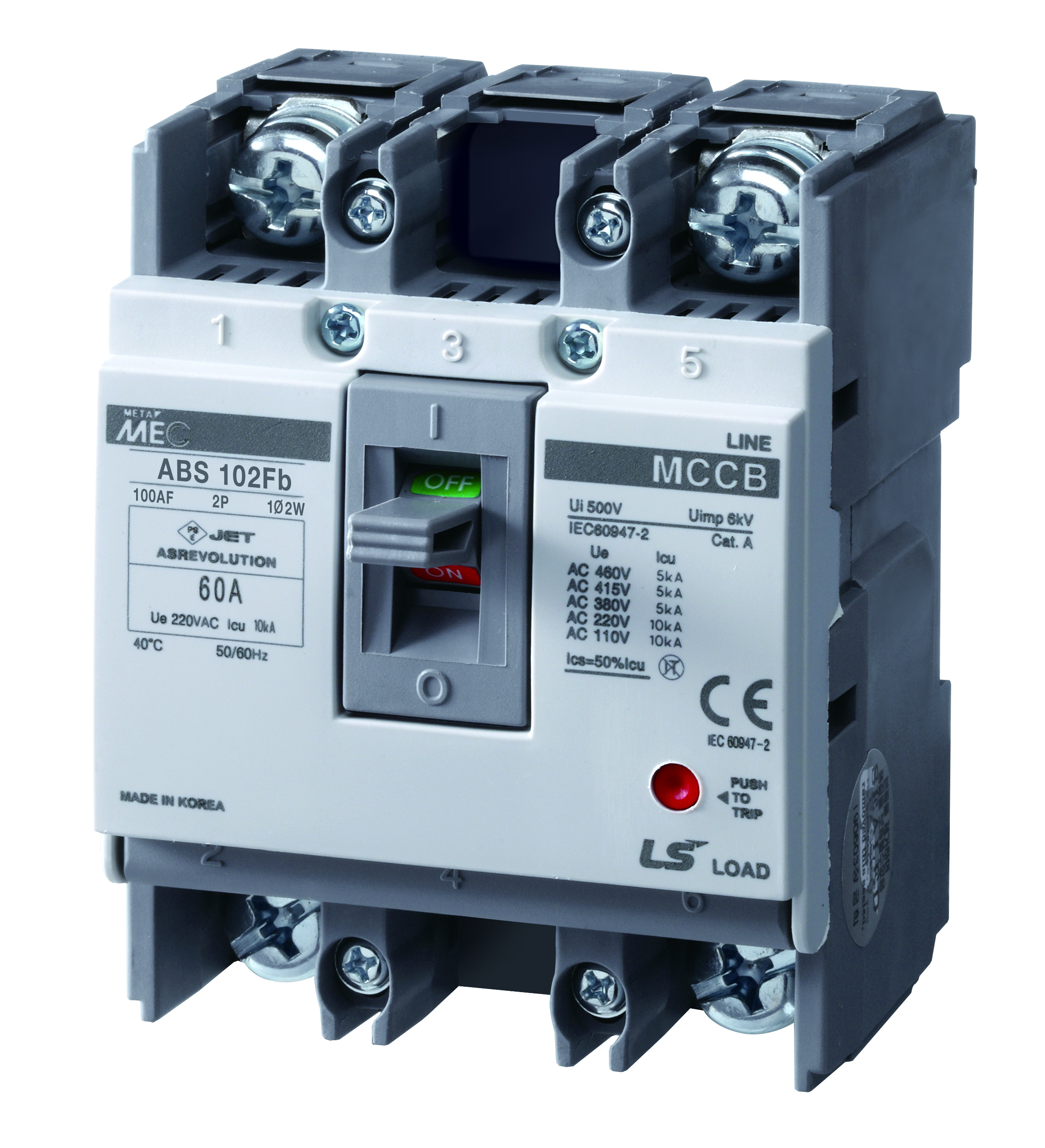 Molded Case Circuit Breakers - Fuseless, ABS Series, DIN Rail Mounting ABS102FB-75A