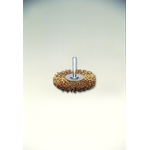 Steel Plated Wire Shaft Mounted Wheel Brush (Yellow Strand)