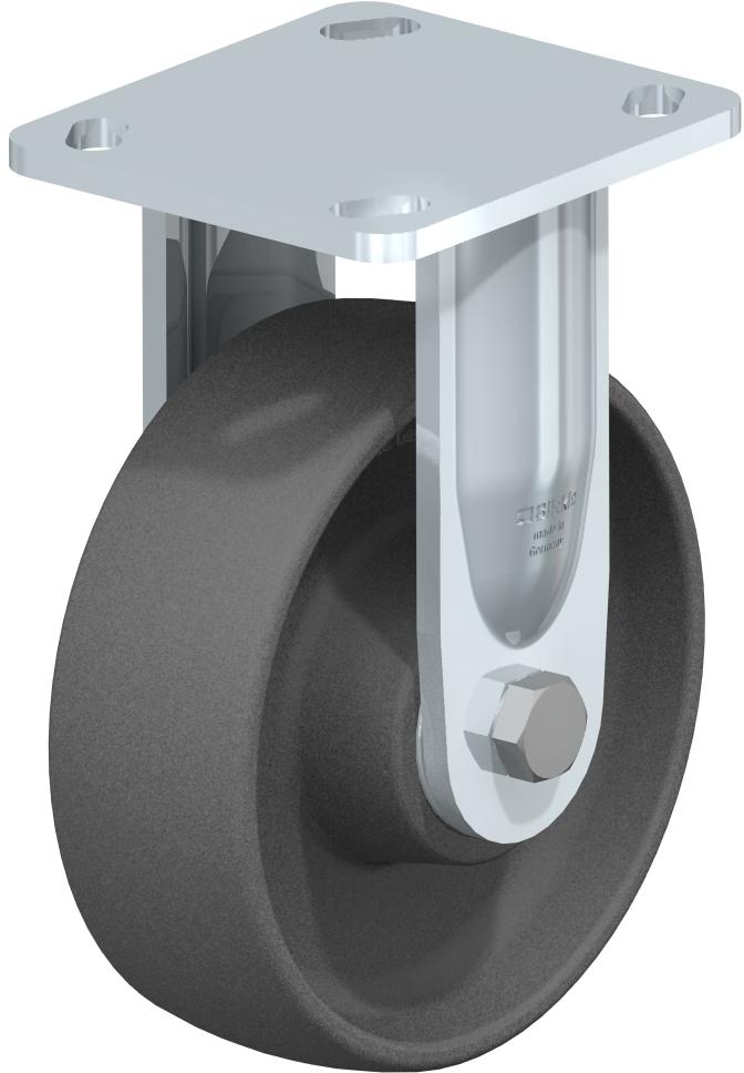 Medium Duty Industrial Top Plate Casters - Rigid, Ball Bearing, Impact Resistant Gray Nylon Wheel