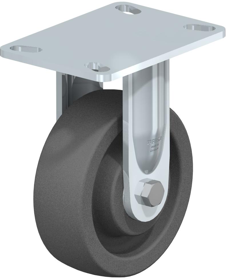 Heavy Duty Industrial Large Top Plate Casters - Rigid, Ball Bearing, Impact Resistant Extra Heavy Gray Nylon Wheel