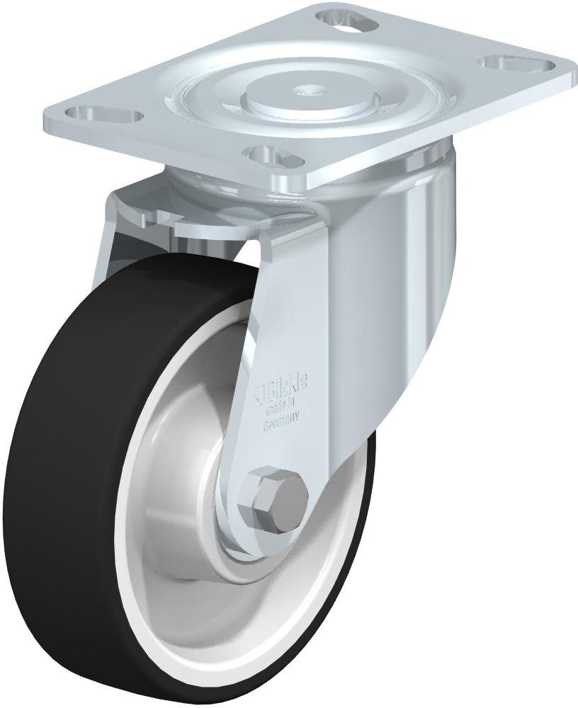 Heavy Duty Industrial Large Top Plate Casters - Swivel, Ball Bearing, Gray Thermoplastic Polyurethane Tread On White Nylon Core Wheel LH-POTH 150K-16