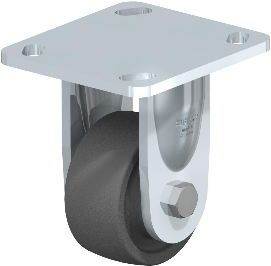 Heavy Duty Industrial Small Top Plate Casters - Rigid, Ball Bearing, Impact Resistant Extra Heavy Gray Nylon Wheel