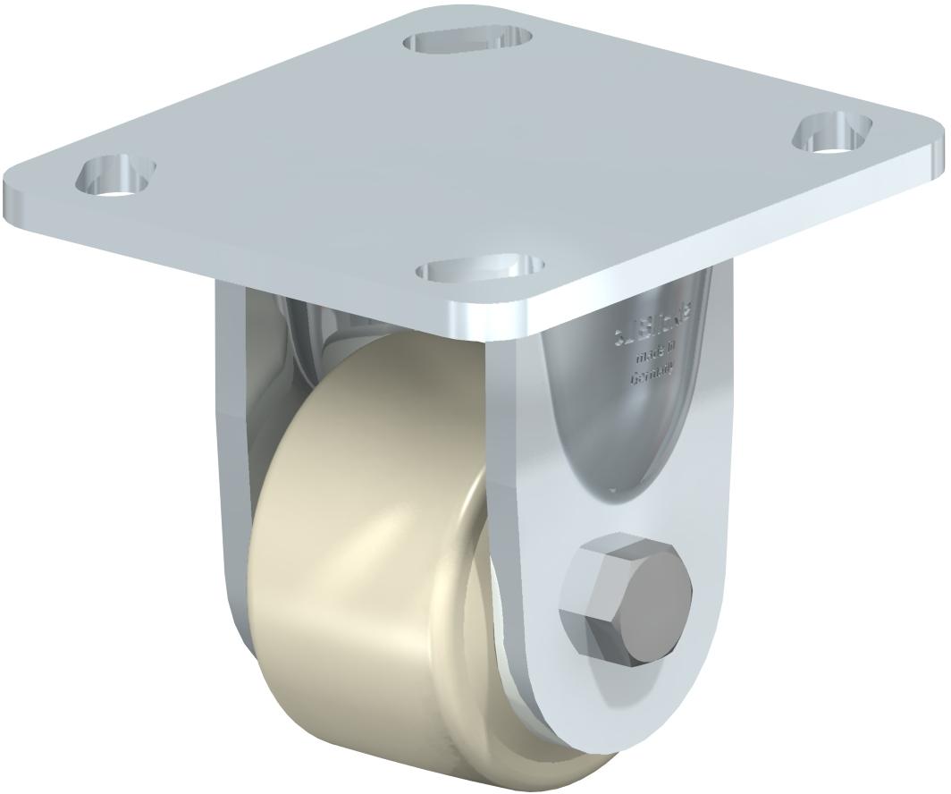 Heavy Duty Industrial Small Top Plate Casters - Rigid, Ball Bearing, Impact Resistant Natural Beige Nylon Wheel