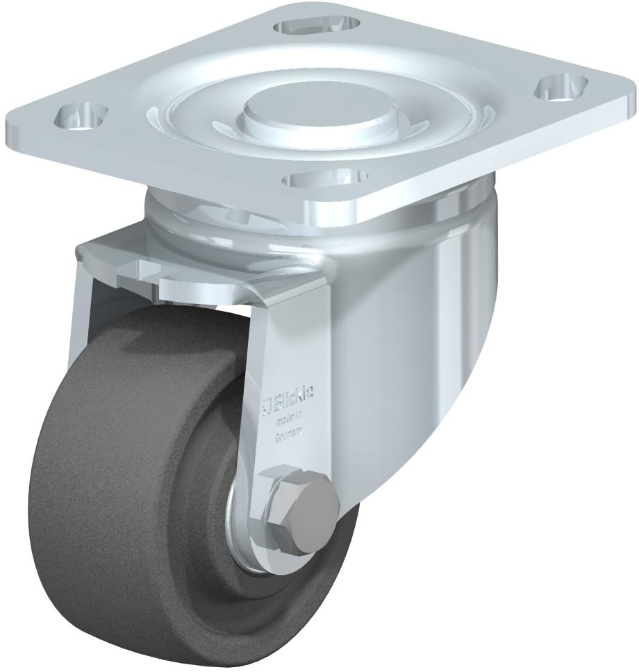 Heavy Duty Industrial Small Top Plate Casters - Swivel, Ball Bearing, Impact Resistant Extra Heavy Gray Nylon Wheel