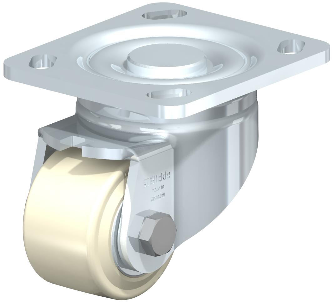 Heavy Duty Industrial Small Top Plate Casters - Swivel, Ball Bearing, Impact Resistant Natural Beige Nylon Wheel
