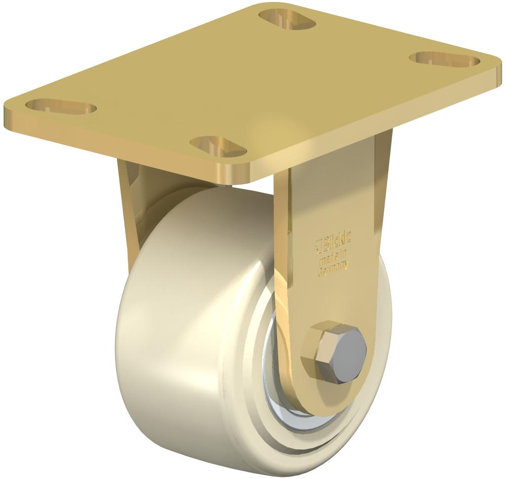 Extra Heavy Duty Top Plate Casters - Rigid, Ball Bearing,  Impact Resistant Natural Beige Nylon Wheel
