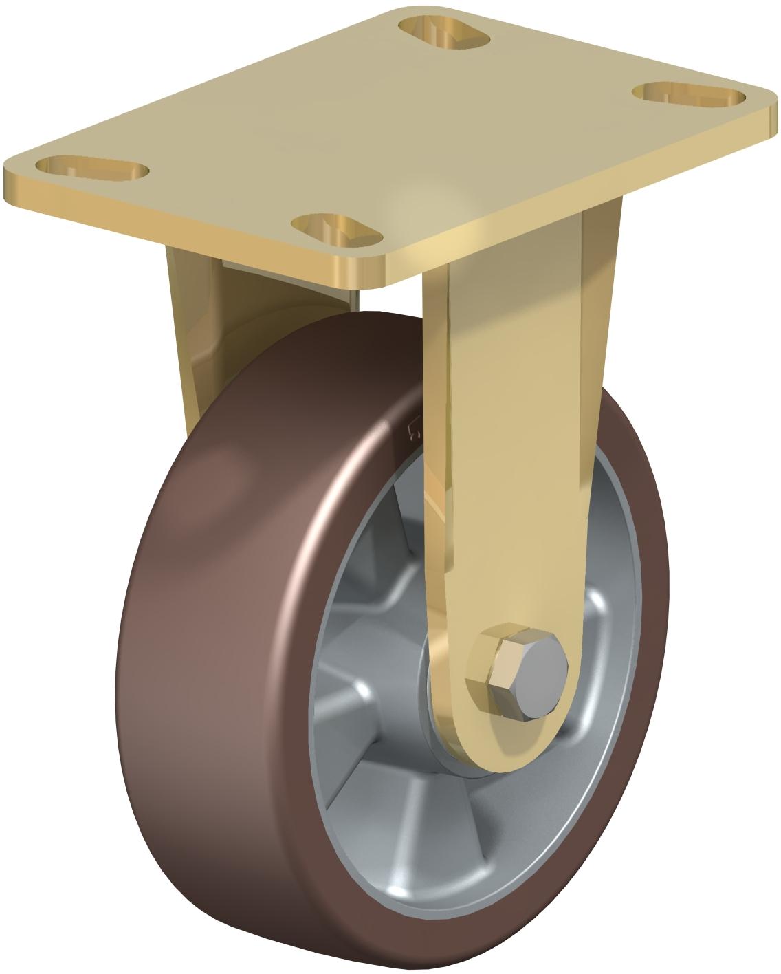 Extra Heavy Duty Top Plate Casters - Rigid, Ball Bearing, Blickle Besthane Brown Polyurethane Tread On Aluminum Core Wheel