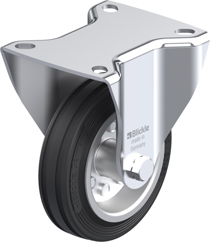 Medium Duty Design - Pressed Steel Fixed Caster, With Top Plate Fitting