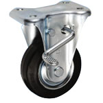 Wheels - Rubber, nylon or urethane with fixed plate, integrated brake, KBZ series (Medium load). PBKBZ-100