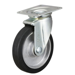 Wheels - Rubber with aluminum swivel plate, without brake, TR-AWJ series (For trailer carts). TR-130AWJ