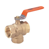 Brass Common-Use 400 Type Ball Valve (Upright, 3-way) Threaded TV2T-40A