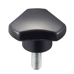 Knobs - 3-Lobe, Stepped Shoulder, with Phenolic Grip.