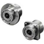 Bearings with Housing - Double bearing, with retaining rings, with piloted flange, configurable length.