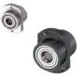 Bearings with Housing - Double bearing, without retaining rings, with piloted flange, configurable length.