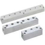 Manifold Blocks - Pneumatic, Outlets 1 Side, 2 Inlets, Configurable Vertical Mounting Holes