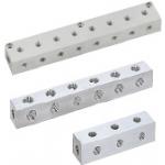 Manifold Blocks - Pneumatic, Outlets 2 Sides, 2 Inlets, Configurable Mounting Holes