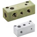 Manifold Blocks - Hydraulic or Pneumatic, Outlets 3 Sides, 2 Inlets