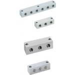 Terminal Blocks - Hydraulic or Pneumatic, Outlets 2 Sides, No Inlets, Horizontal Mounting Holes