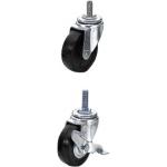 Casters - Electrically conductive, threaded, rotating, with rotation stop.