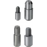 Small Head Locating Pins - Round or diamond shaped head, tapered tip and internally threaded shank.