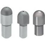 Large Head Locating Pins - Round or diamond shaped head, spherical tip and internally threaded shank.