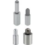 Small Head Locating Pins - Round or diamond shaped head, spherical tip and internally threaded shank.