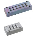 Manifold Blocks - Hydraulic or Pneumatic, Double-Row, Outlets 1 Side, Configurable Vertical Mounting Holes
