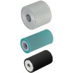 Rollers - Straight, hollow with metallic base material and urethane coating without bearings.