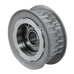 Idler Pulleys with Teeth - With Flange, Central Bearing, MXL and XL Series.