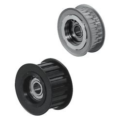 Idler Pulleys with Teeth - With Flange, Central Bearing, L and H Series.