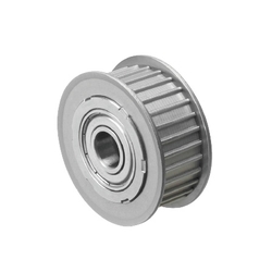 Idler Pulleys with Teeth - With Flange, Central Bearing, AT10 Series.