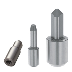 Small Head Locating Pins - Round or diamond shaped head with tapered tip and internally threaded shank.