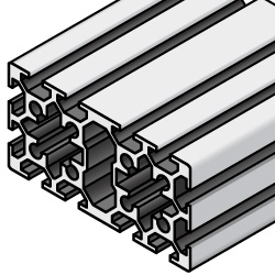 40x80 Aluminum Extrusion with Milled Surfaces - 5 Series, Base 20