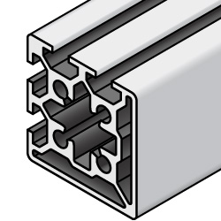 60x60 Aluminum Extrusion - 6 Series, Base 30, Two Adjacent Closed Sides