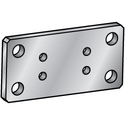 Configurable Mounting Plates - Rolled Aluminum, Double Side Holes and Center 4-Hole