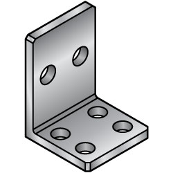 L-Shaped Angle Mounts - Double Holes, 4 Holes, Dimensions Configurable