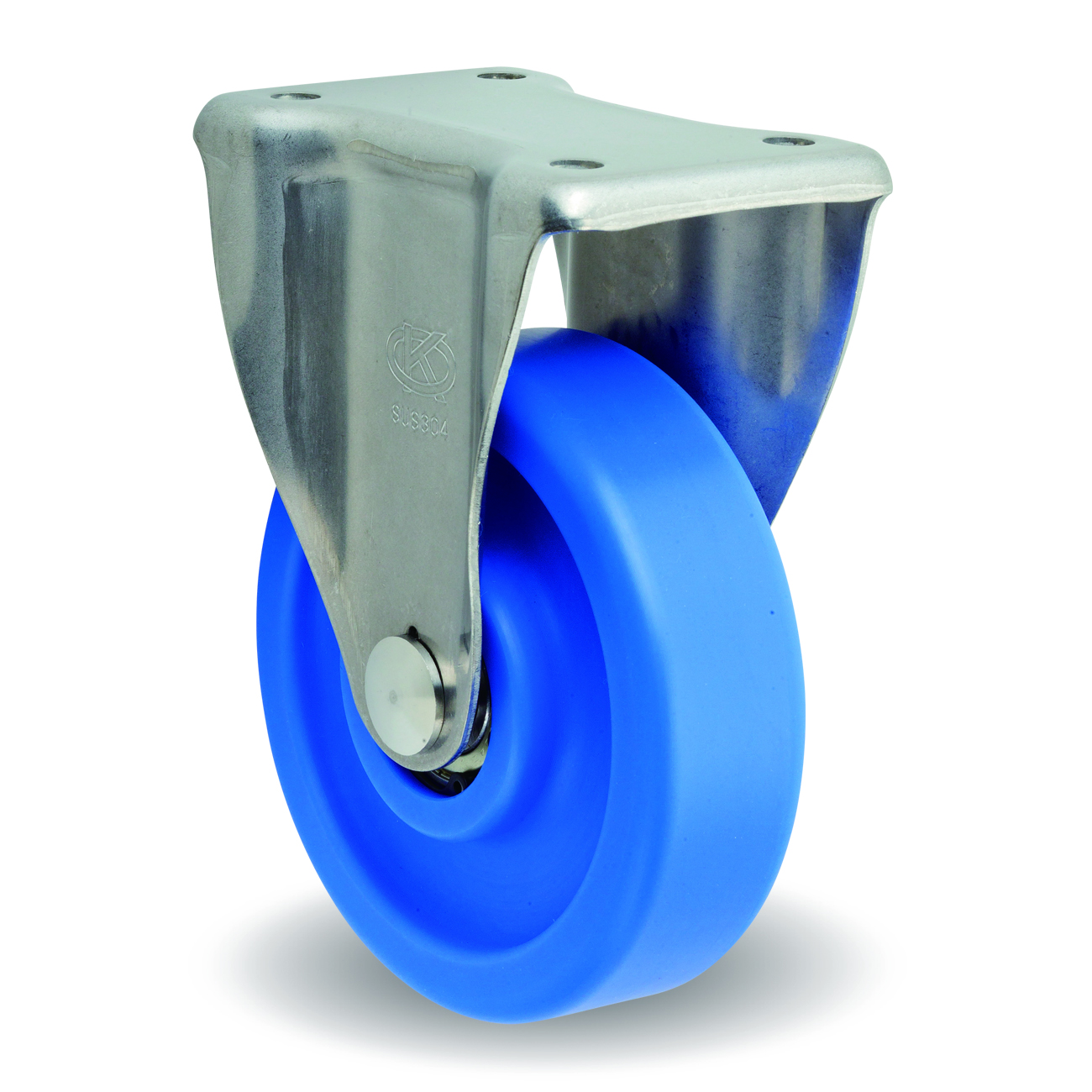 Casters - MC nylon with fixed plate and support, KS, MCB/KS series.