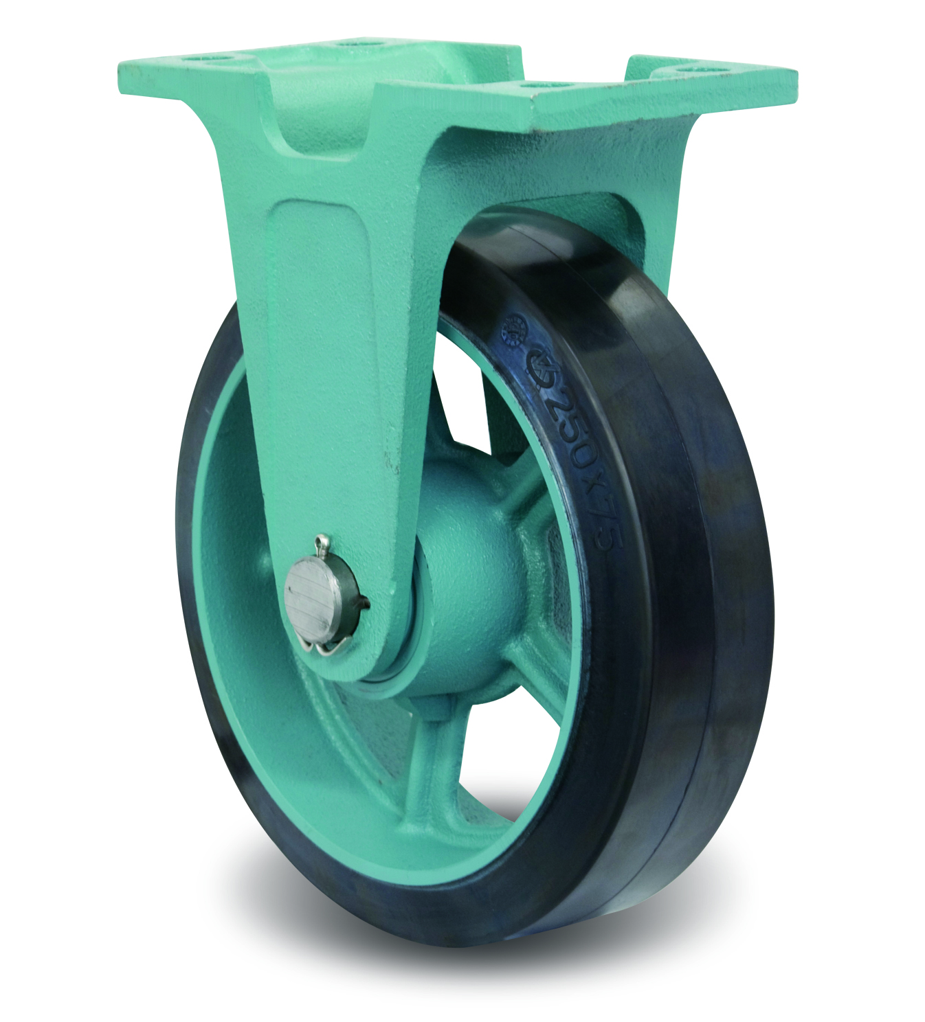 Casters - Wide Type Ductile Steel Fixed Plate Rubber, MG-W, E/MG-W Series. EMG-W250X75
