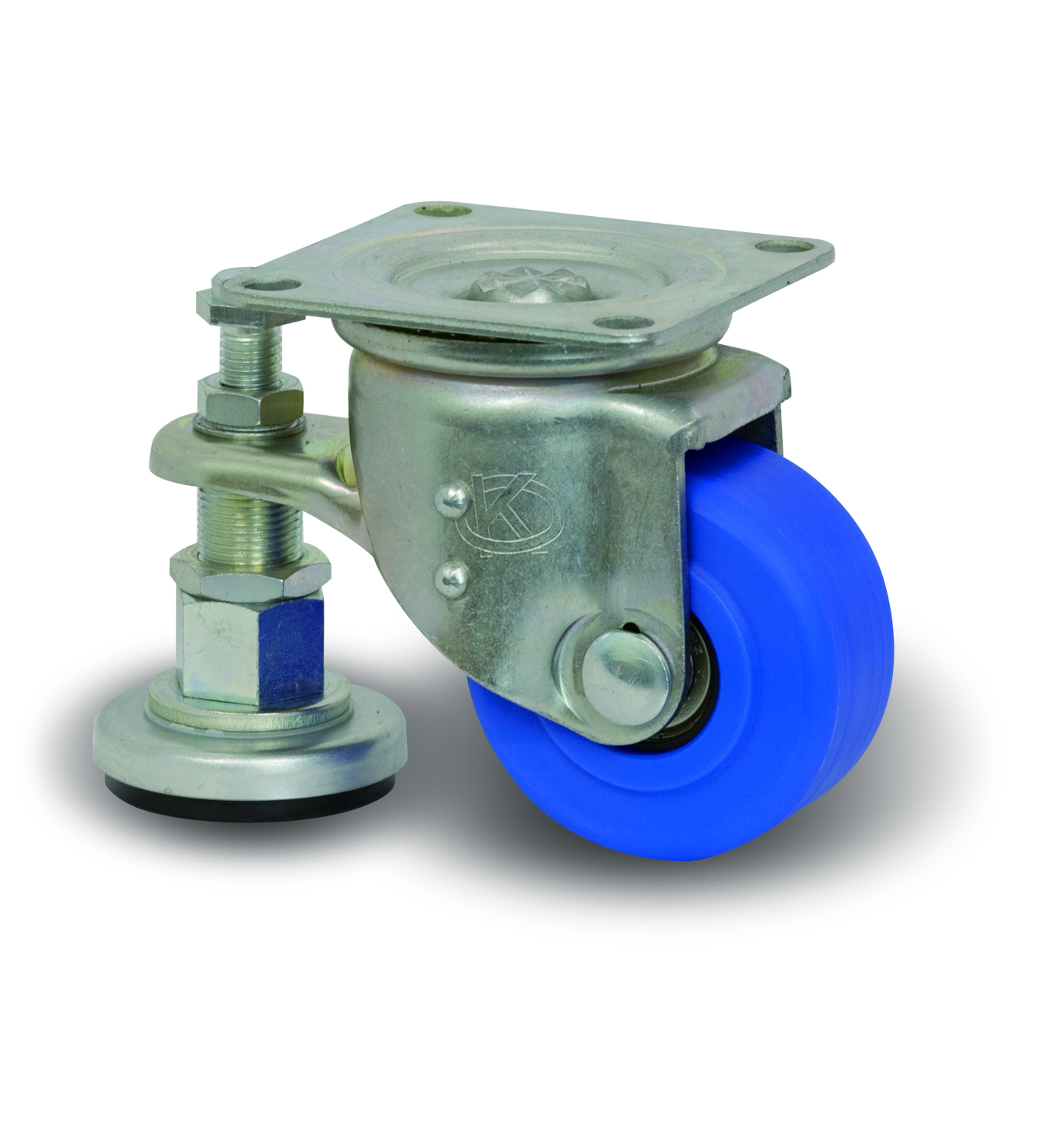 Casters - MC nylon with integrated leveler, L-JW, L-MCB/JW series (For small heavy load).