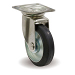 Casters - Rubber with swivel plate and accessories, JS, F/JS series.