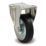 Wheels - Rubber with fixed plate and support, KS, F/KS series.