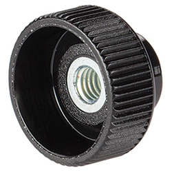 Knobs - Nut type, with internal thread and straight knurling, and Nylon body.