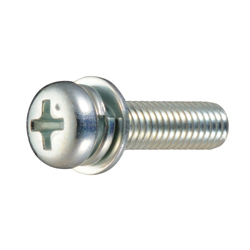 Pan Head Screw with Spring and Small JIS Flat Washer - M3 - M5, Phillips