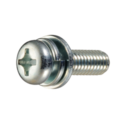 Pan Head Screw with Spring and Flat Washer - Steel, M3 - M6, Phillips CSPPNBIU-ST3W-M6-12
