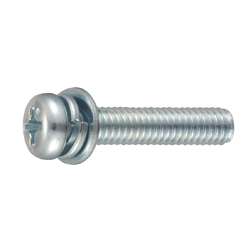 Pan Head Screw with Spring and Small Flat Washer - Steel, M8 - M20, Phillips